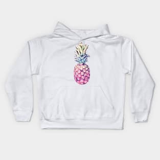 Pineapples and Foliage Colorful Paint White Pattern Kids Hoodie